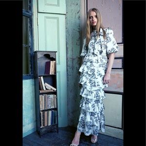 MONIQUE LHUILLIER Gorgeous Floral Tiered Dress